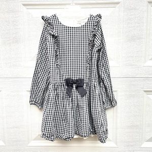 Hope & Henry size 7 girls dress black and white plaid and ruffles and bow